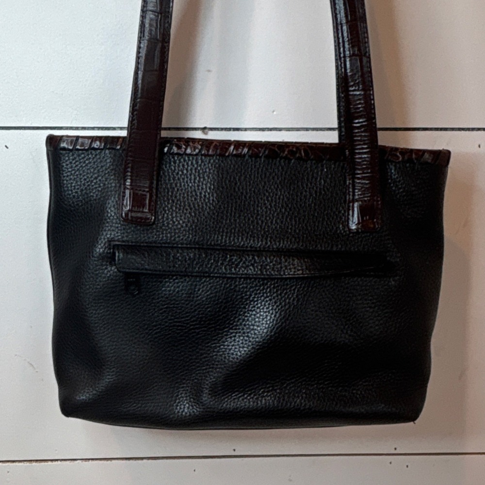 Brighton Black Pebbled Shoulder Bag with Silver Hardware and Shoulder Strap - Picture 4 of 10